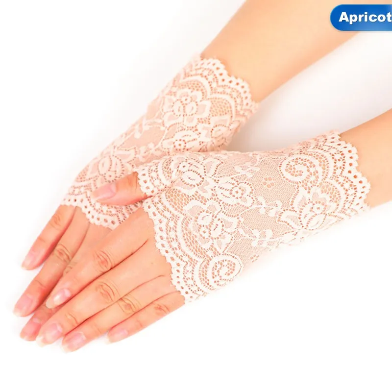 Creative en dentelle semi-doigt gants à l'extérieur femme d'été conduisant anti uv en dentelle de mode de mode solide gant dc360