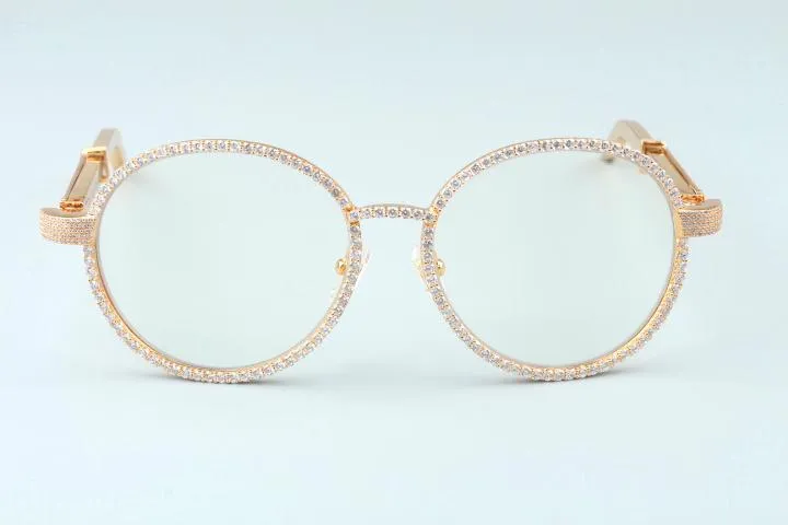 19 Neue Luxus-Rundrahmen-Diamant-Brillenrahmen ST19900692 Retro-Mode dekorative Brillenrahmen Edelstahl-Brillen269C