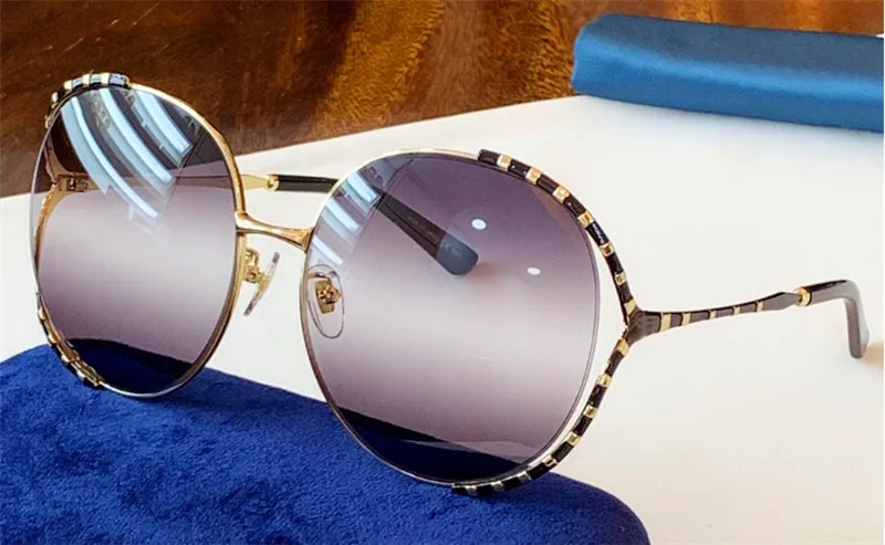 Nowe projektantki mody kobiety okulary przeciwsłoneczne 0595 Duża rama okrągła pusta rama prosta popularne okulary najwyższej jakości obiektyw UV400 Outdoor EY273A