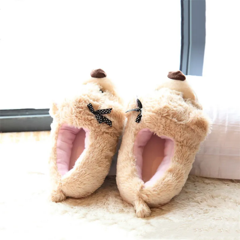 Stone Village Autumn and Winter Cartoon Bow Dog Cotton Home Indoor Bosty-Child Women Women Slippers Shoes Y200424267H