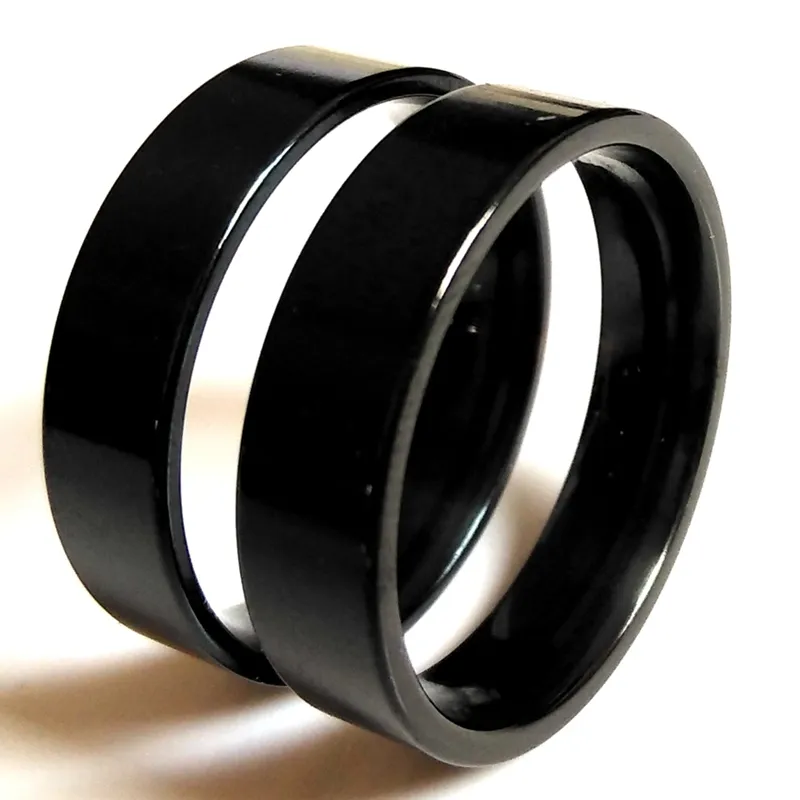 Whole Mix of 4mm 6mm 8mm BLACK Flat band Comfort-fit 316L Stainless Steel Ring Unisex Simple Classic Elegant Jewelr310n