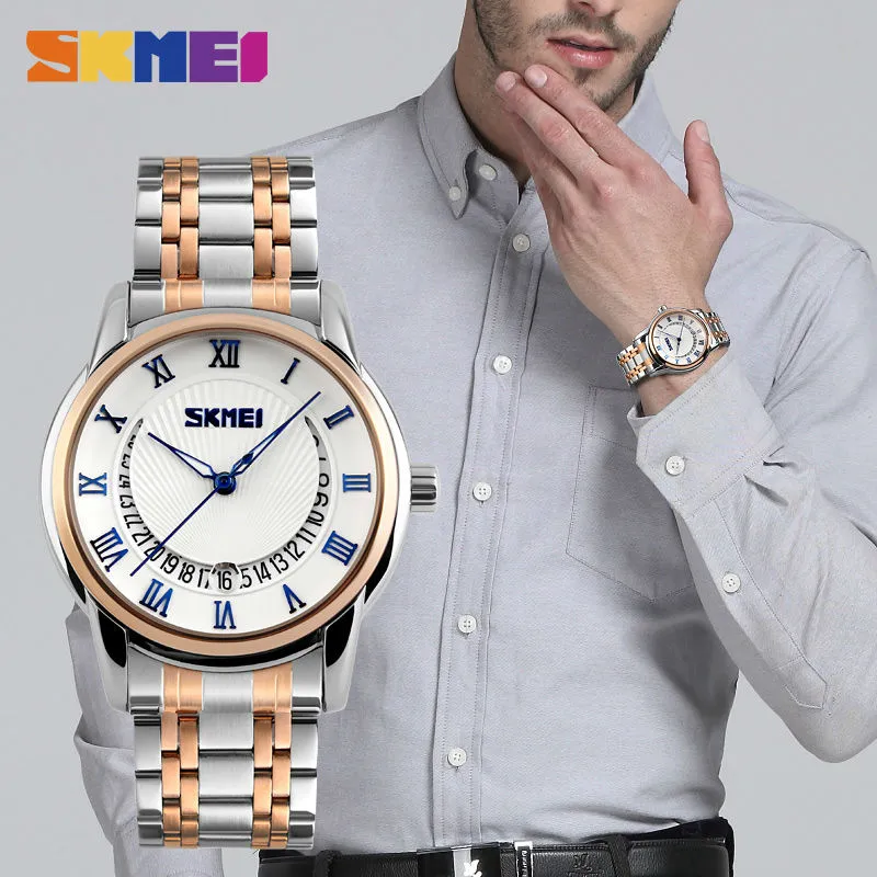SKMEI Business Mens Orologi Top Brand di lusso cinturino in acciaio inossidabile orologio impermeabile orologi da polso al quarzo Relogio Masculino 9122287A