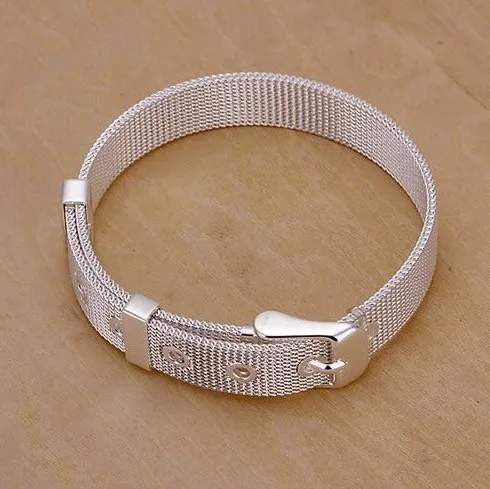 Promoção Silver Plated Bracelet Jewelry Bracelet de moda de primeira qualidade e manguito de couro de varejo para bracelets314i