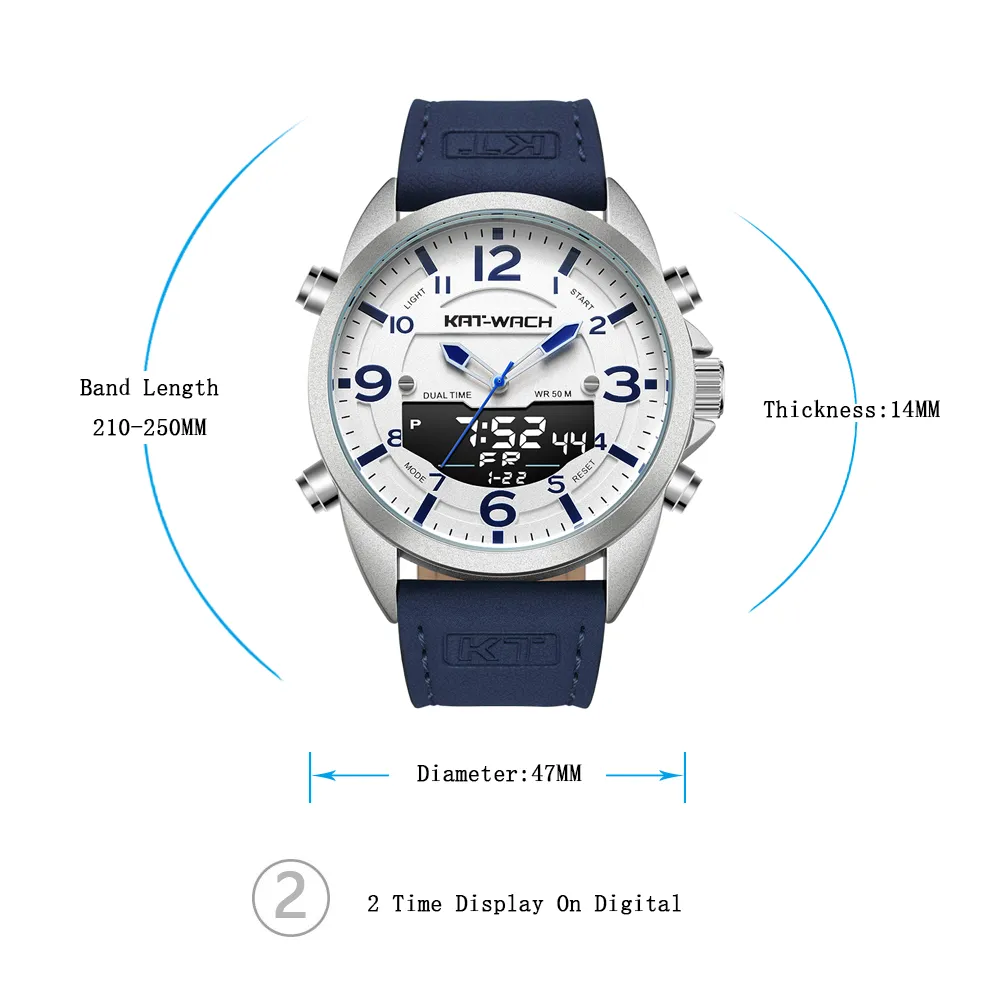 KT Wristwatch Mens Luxury Watch for Men Leather Watch Man Military Army Style Quartz Gents Digital Araftroproof KT1818241A
