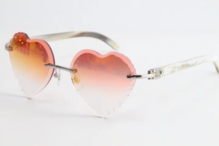 Продаем новые солнцезащитные очки из рога буйвола 3524012 Солнцезащитные очки без оправы из белого рога с верхней оправой, тонкие и удлиненные очки Triang257x