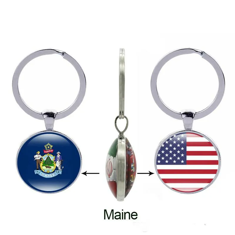 Flagknappen Michigan Montana Missouri Mississippi USA 50 State Glass Doubleided Key Ring Gift Jewelry9065165