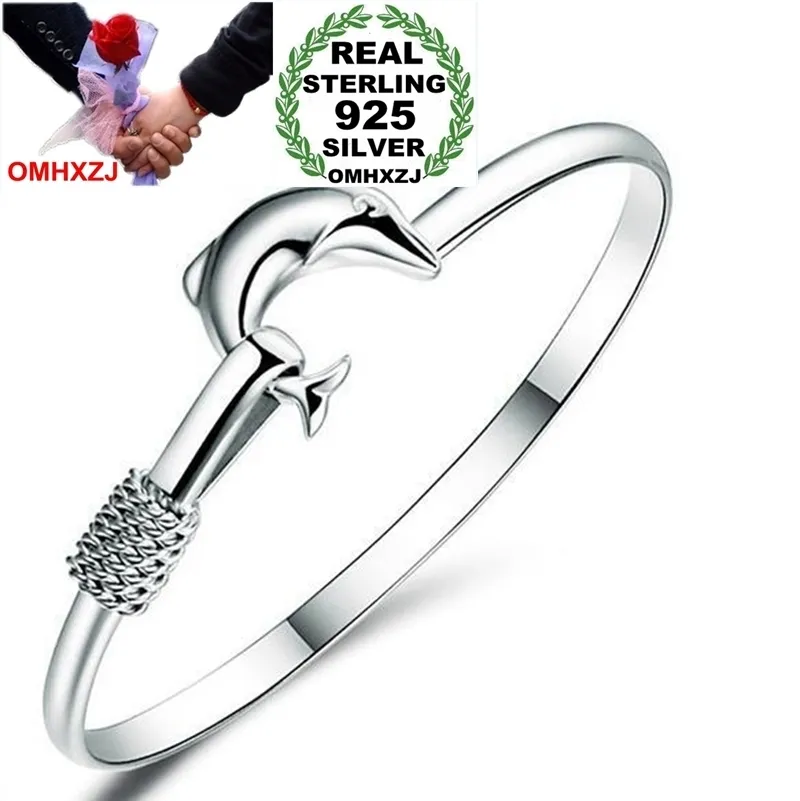 Omhxzj jóias inteiras redondo corejas brilhantes Mulher Moda Criança Requintada Bulchas 925 Pulseira de Prata Sterling SZ523400655