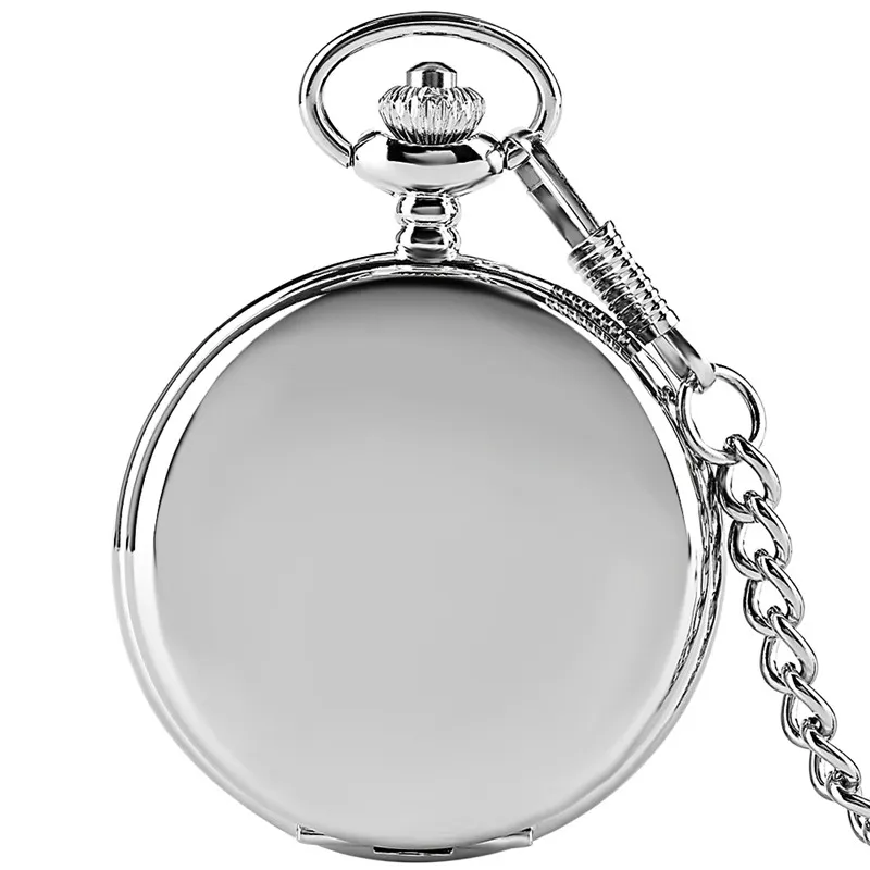 Antique boîtier lisse argent pendentif poche FOB montre moderne arabe numéro analogique horloge hommes femmes mode collier chaîne unisexe cadeau 214T