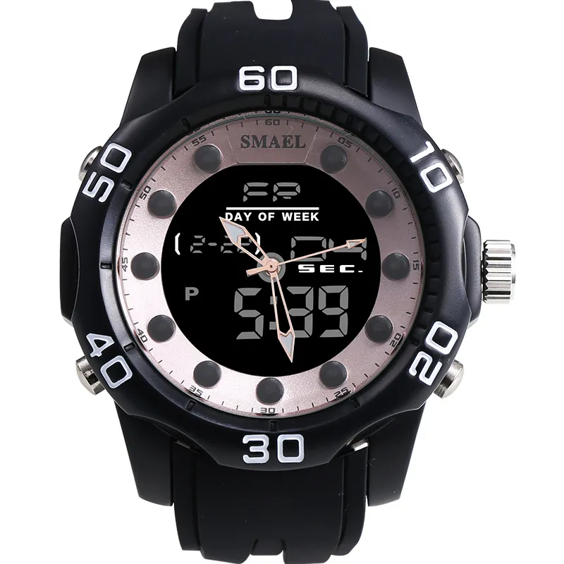 Relógios masculinos smael marca aolly display duplo relógio de tempo moda casual eletrônica nadar vestido relógios pulso venda 1112247r