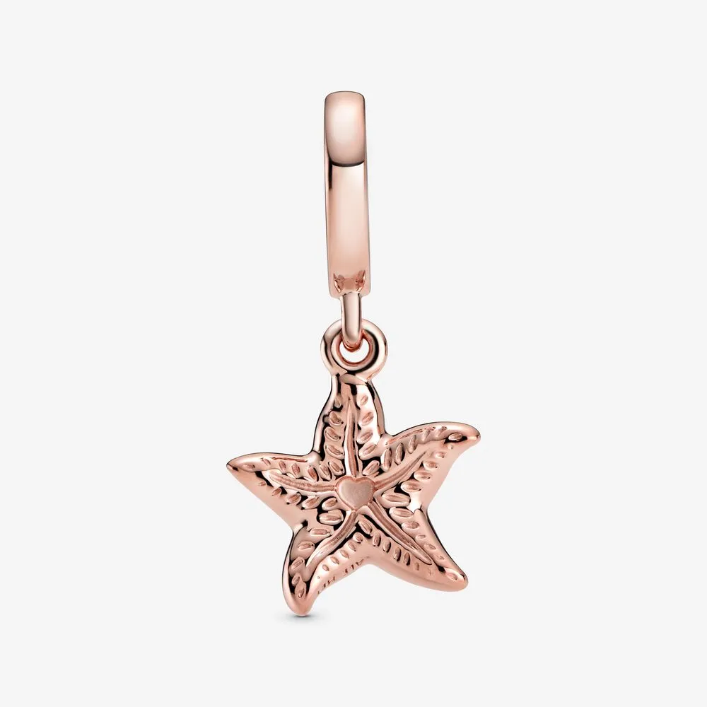 Nueva llegada 100% 925 plata esterlina brillante estrella de mar cuelga el encanto ajuste original pulsera europea del encanto joyería de moda Accessor242n