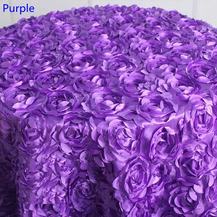 Olika färger Round Table Tyg Rosette Embroider Table Cover 3D Rose Flower Design för Wedding Party EL Round245C
