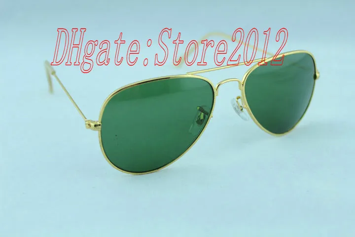 Alta calidad Vassl Hombres Mujeres Diseñador Clásico Piloto Gafas de sol Gafas de sol Marco dorado Verde Lente de 58 mm y 62 mm Gafas vienen con B260V
