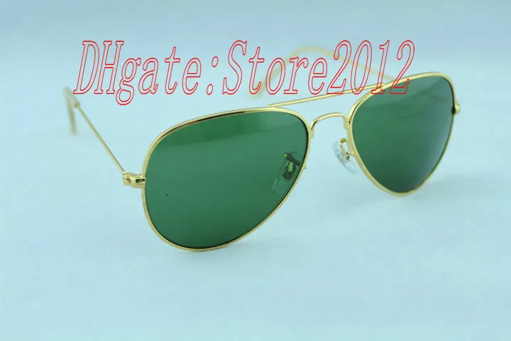 Hochwertige Vassl Männer Frauen Designer Klassische Pilotensonnenbrille Sonnenbrille Goldrahmen Grün 58mm und 62mm Linse Brillen werden mit B260V geliefert