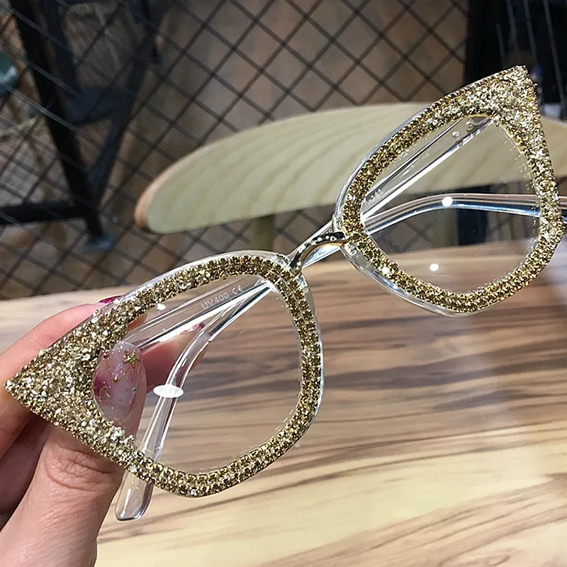 Estrutura de óculos de gato vintage Estrutura de marca feminina Retro Gafas de Sol Prata Gold Plain Eye Glasses Gafas óculos 2422