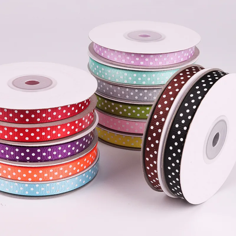 Decorative Ribbon Roll Polka Dots 25 Yards Thin Brithday Cake Bow Thanksgiving Gift Box Wrap Belt Wedding Party Decoration