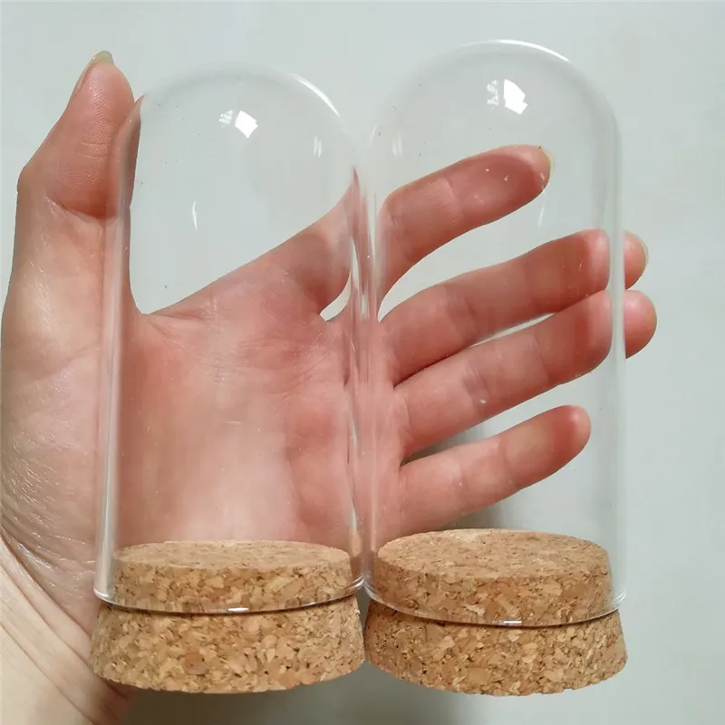 20 x Doma de vidro Tampa de sino cloche jarra com rolhas redonda de maca de maca de casamento DIY DIY Exibição D5X H10CM256I