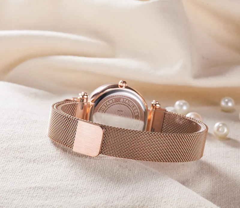 Популярный модный бренд для женщин и девочек, разноцветный металлический стальной ремешок, кварцевые наручные часы с магнитной пряжкой, Di 02265K