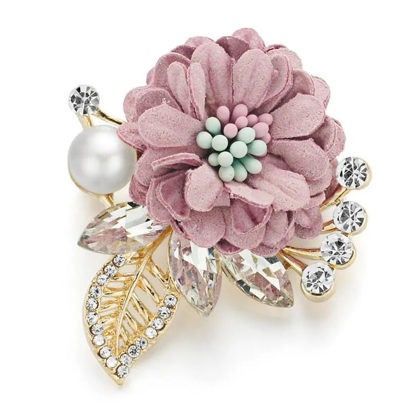 Pins broszki ładne liście kwiatowe kryształowy rhineston symulowana perła na garnitury szalik szalik brochy pinek kobiety ślub Z076288p