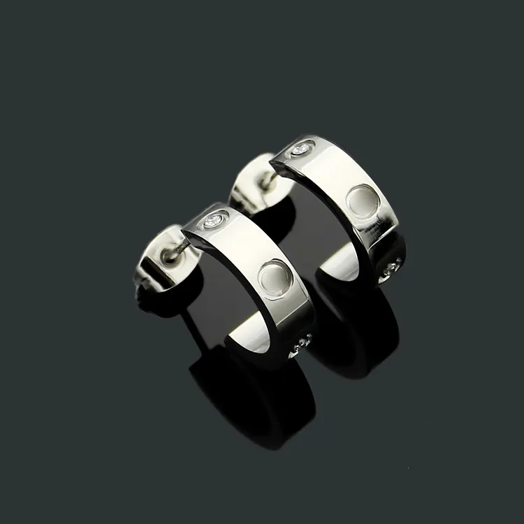 Titanium staal 18K rose Stud gouden liefde oorbellen voor vrouw prachtige eenvoudige mode C diamanten ring dame oorbellen sieraden gift3061