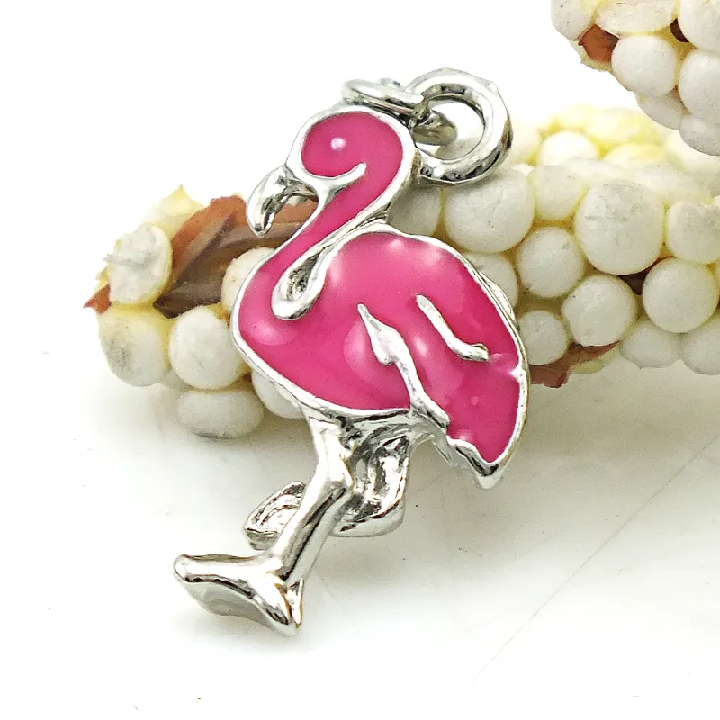 Breloque flottante en alliage, fermoir à homard, mélange de strass, breloques flamant rose, pendentifs, accessoires de bijoux, 2651, vente à la mode