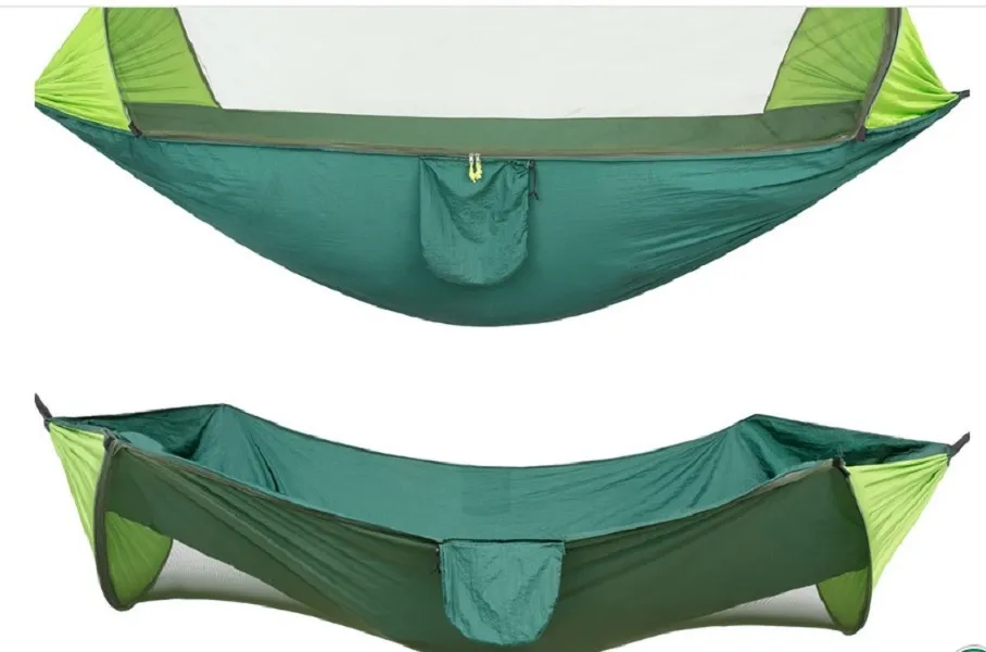 2020 mode Hängematten Neue art automatische schnelle öffnung Moskito Net Hängematte im freien doppel camping fallschirm tuch nylon 253e
