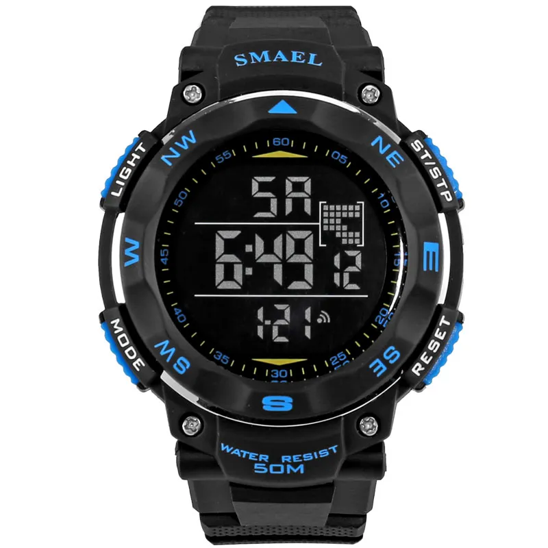 Fashion Men Watches Smael Brand Digital Led Watch Orologio da polso orologio maschile militare 50m immersione impermeabile orologio sportivo all'aperto WS1235232N