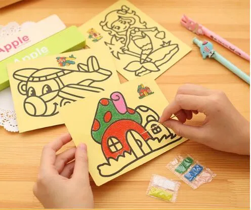 20st / set / set Magic Scratch Art Doodle Pad Sand Draw Painting Cards Tidig utbildning Kreativ utbildning Toy för barn