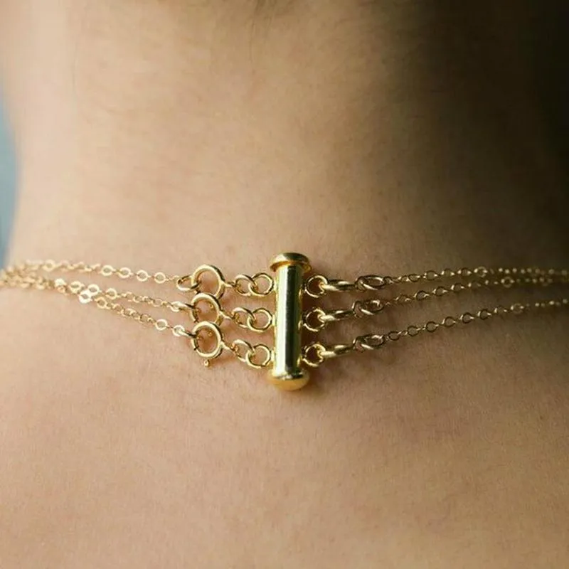 Multi Strand Halsband Detangler Untangling Layed Necklace Clasp Spacer för Women Girl 299n