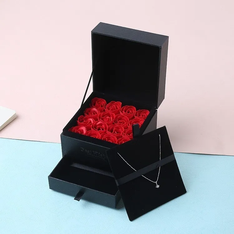 Simulation Fleur de savon rose avec boîte Mariage Souvenir Day Valentin Gift Birdday Beau cadeau pour mère P20 C181126014525749