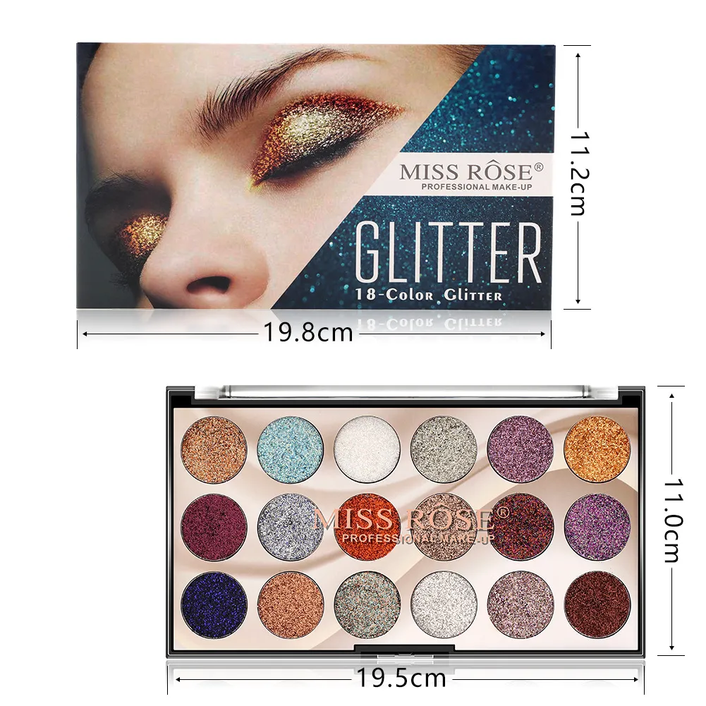 18 Färgglitter Ögonskugga Palette Shining Eye Shadow Pallets Fröken Rose Branded Professional Star Eyes Stage Makeup