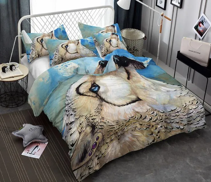 Set di biancheria da letto stampato con lupo 3D, modello di biancheria da letto, copripiumino, set di lenzuola, federa in poliestere 301k