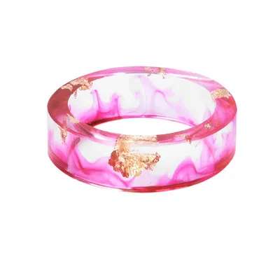 Transparente handgefertigte getrocknete Blume Harz Ringe 8 Farben Goldfolie Papier Inside Epoxidharz Fingerring Für Frauen Party Schmuck Zubehör Geschenk