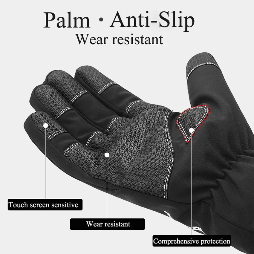 Зимние водонепроницаемые перчатки с сенсорным экраном, противоскользящие перчатки на молнии для мужчин и женщин, катание на лыжах, теплый пух, удобные перчатки, утолщение T19232K
