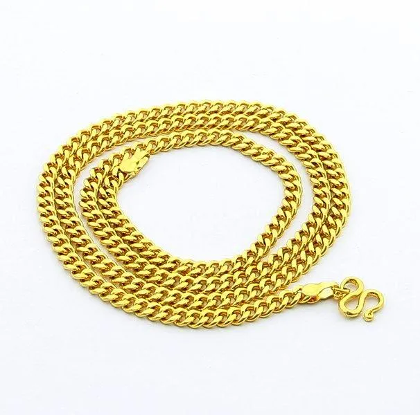 24 pollici 5mm 24k placcato oro collane catena color oro uomo donna collane gioielli uomo donna non sbiadisce alta qualità287j