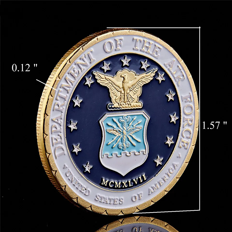 5 stcs Amerika Gold Ploated Coins Craft Department of the Air Force Military Challenge Coin Collection8639133