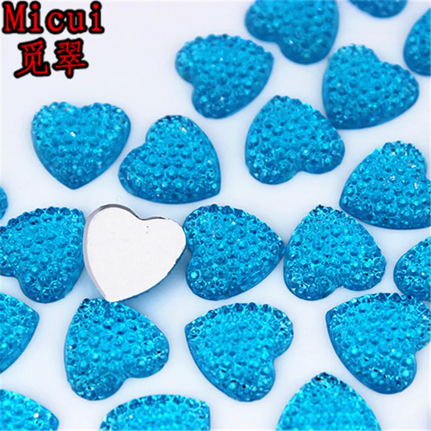 MICUI 13 mm coeur en acrylique Cristaux de strass de ramiage non couture pour vêtements Dorations de robe Accessoires de bijoux ZZ743345H