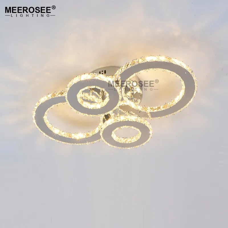 Lustres modernes Luminaire d'intérieur Lampes de plafond en cristal en acier inoxydable pour salon Chambre Bague en diamant LED Lustres Lampa302V