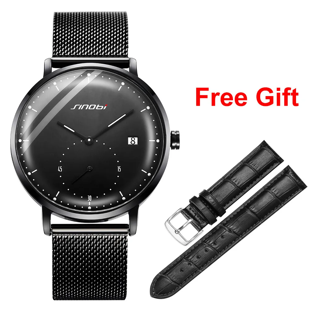 Sinobi Fashion Mens Watchs Top Brand Luxury Quartz Watch Men Men Slim Mesh Steel Arearproof Sport Relogio Masculino274L