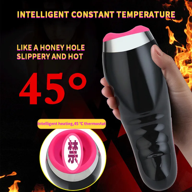 Auto Chauffage Sucer Homme Masturbateur Coupe Smart Pulse Lampe De Poche Vibromasseur Vagin Réel Chatte Sex Machine Fellation Sex Toys Pour Homme T191227