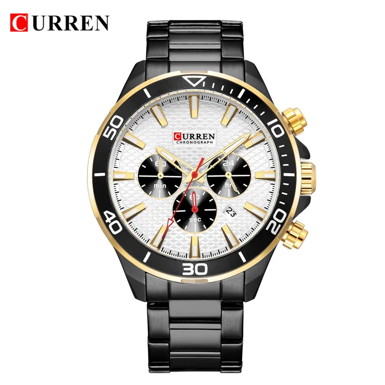 Montres pour hommes bracelet en acier inoxydable montre-bracelet à Quartz marque de mode CURREN chronographe et calendrier horloge masculine Reloj Hombre214u