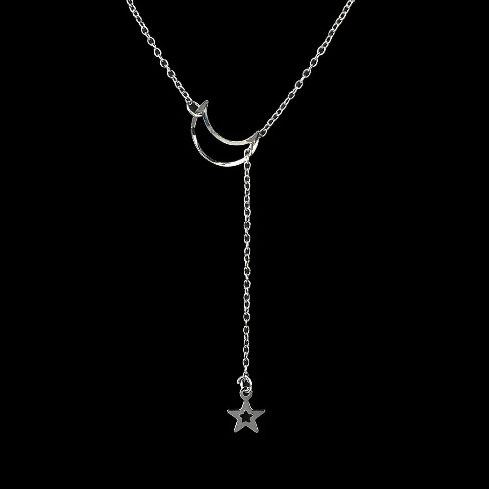 Fashion Moon Star Pendant Choker Halsband Guldfärglegering Zink Chain Necklace For Women Party Jewely Archery279P