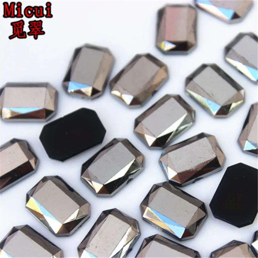 Micui 200 peças 10 14mm strass de cristal acrílico com parte traseira plana pedras de cristal pedras preciosas retangulares para artesanato de roupas zz717253n