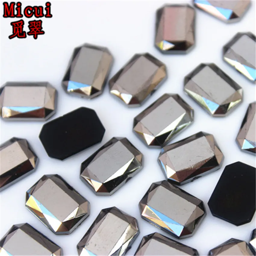 Micui 10 14mm Flat Back Crystal Acrylic Rhinestones Strass Crystal Stones Rectangular Gems For Clothes Crafts ZZ717264A