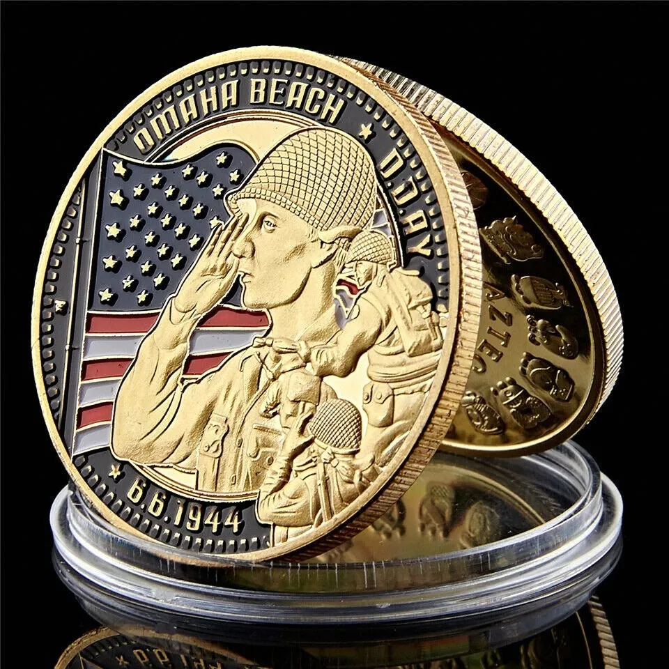 Military Challenge Coin Craft 194466 DDay US 4th Infantry Division Of Army Gold Plated Badge WPccb Box9772080