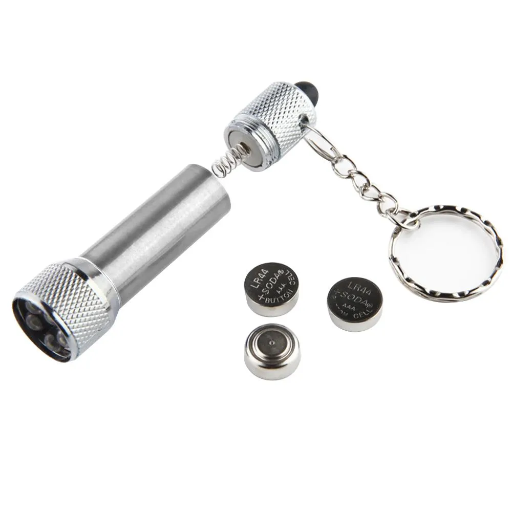 BRELONG Portable 5 LED Mini Flashlight Light Torch Aluminum Keychain KeyRing Chain Blue red silver black6743398