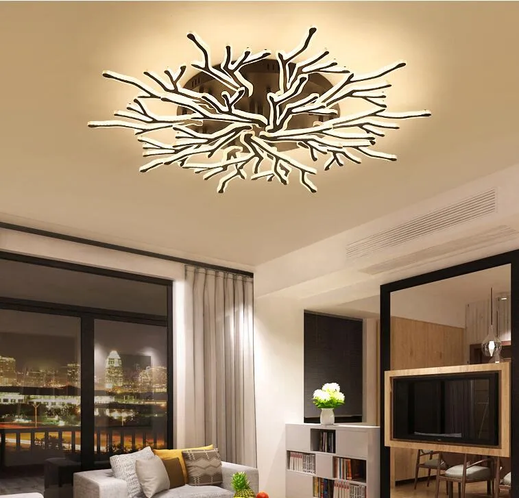 Plafond moderne à LEDs lumière bois lustre éclairage acrylique Plafond lampe pour salon chambre principale chambre 2411