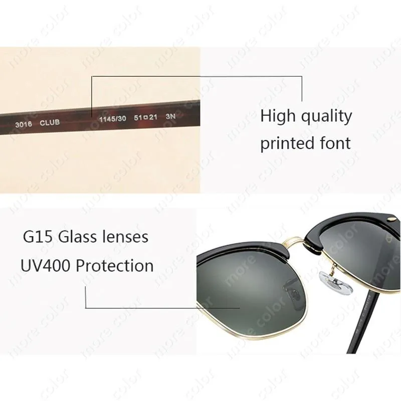 Designer Sunglasses Top Quality Club Real Glass Lenses Acetate Frame UV400 Sun Glass Lenses Sun Glasses Oculos6860766