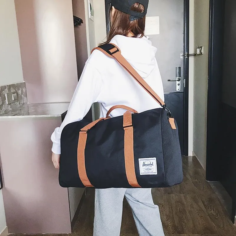 남자 여자 흑인 여행 가방 고품질 캔버스 숄더 가방 여성 핸드백 숙녀 주말 휴대용 더플 방수 워시 274S