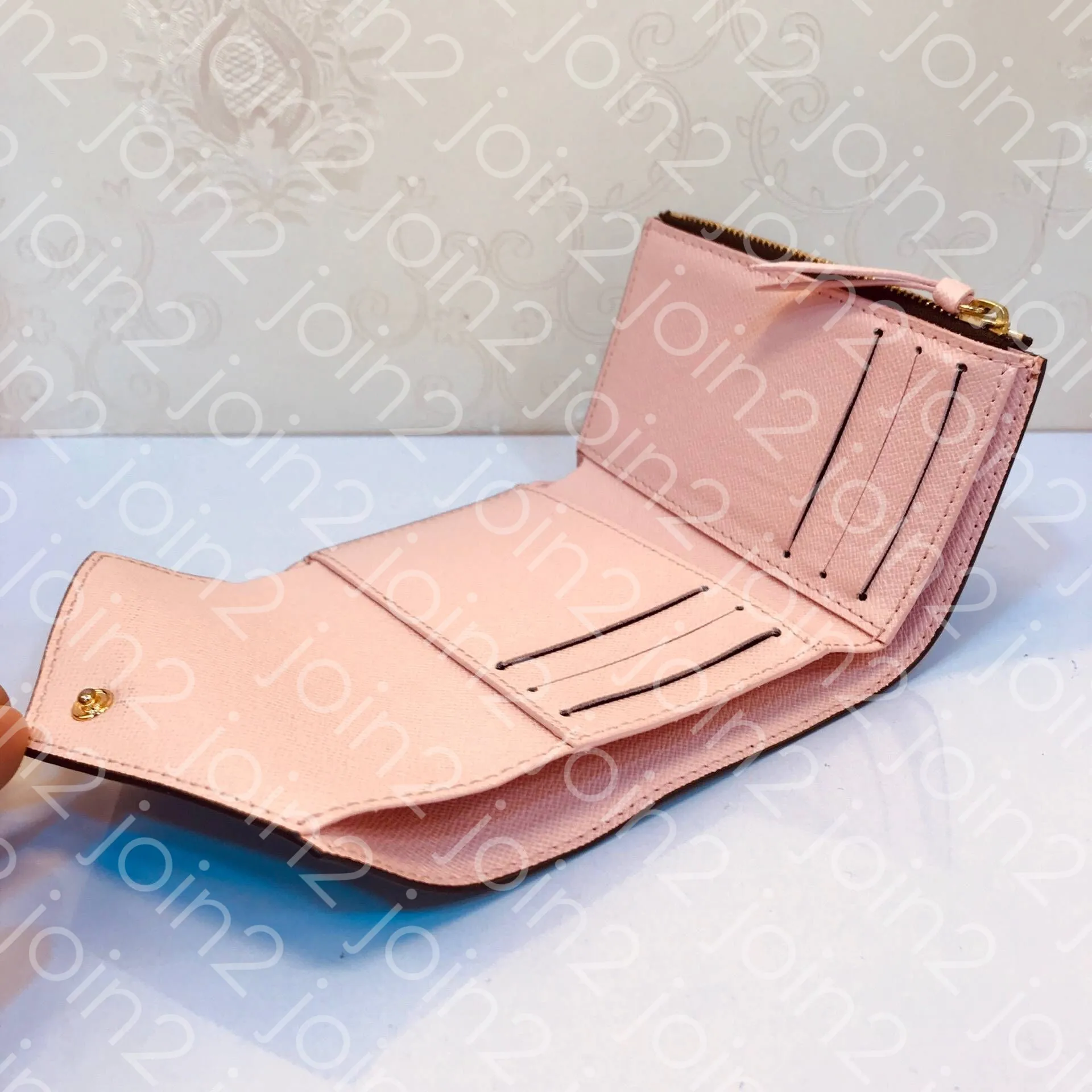 VICTORINE portefeuille haut de gamme Fashion femme courte portefeuille Purs à main Carte de crédit Cash Portefeuille compact Brown Blanc Immasé CAN178H