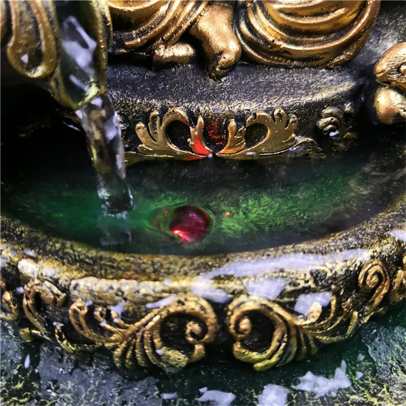 Hindu Hindu Ganesha Statue Fountaine d'eau intérieure LED COURAGE DÉCORATIONS HOME LUCKET FENG SHUI Ornements Air Humidificateur T20038235546